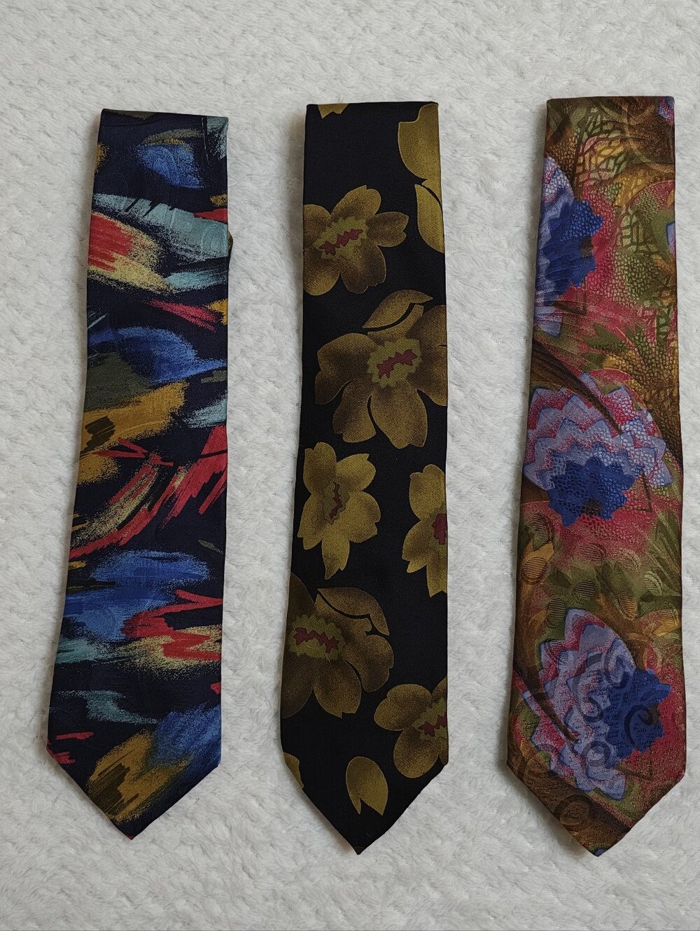3 Lands’ End 100% Silk Long Ties Made in USA
